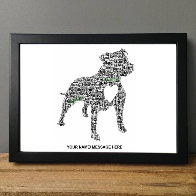 Personalized Staffy Word Art Print, Staffordshire Bull Terrier Gift - image 1