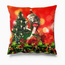Alice in Wonderland Cushion Velvet Christmas 45cm X Cushions Pillows - Red Collection Xmas Mad Hatters