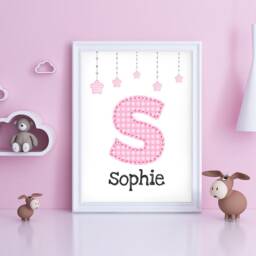 Customizable Printable Nursery Decor - Child Bedroom/Home Digital File Stars Pink Baby Girl - thumbnail 2