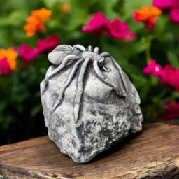 Concrete Spider Statue On Stone Halloween Garden Decor Creepy Crawler Figurine Outdoor Gothic Ornament Cement Yard Sculpture Spooky Gift - thumbnail 2