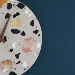 Salceson Handmade Terrazzo Wall Clock Concrete Design With Wooden Hands - Unique Modern Home Decor - thumbnail 4