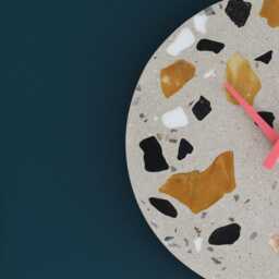 Salceson Handmade Terrazzo Wall Clock Concrete Design With Wooden Hands - Unique Modern Home Decor - thumbnail 2