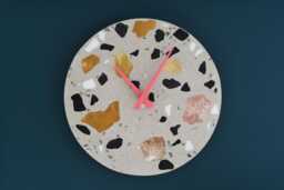 Salceson Handmade Terrazzo Wall Clock Concrete Design With Wooden Hands - Unique Modern Home Decor - thumbnail 1