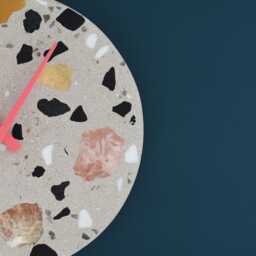Salceson Handmade Terrazzo Wall Clock Concrete Design With Wooden Hands - Unique Modern Home Decor - thumbnail 3