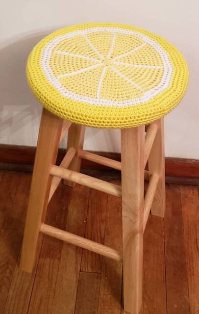 Lemon Circle Crochet Stool Cover - image 1