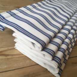 Custom Roman Blind/ Shade in Blue Ticking Stripe Cotton Fabric - Please Note Full Price Is On Quotation - thumbnail 2