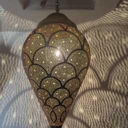 Handcrafted Moroccan Brass Pendant Light - Unique Handmade Hanging Ceiling Lamp For Bohemian Home Decor - thumbnail 3