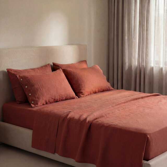 Linen Sheet Set, Natural Bedding Sets, Flat & Fitted Sheets With Pillowcases, Queen, King - image 1