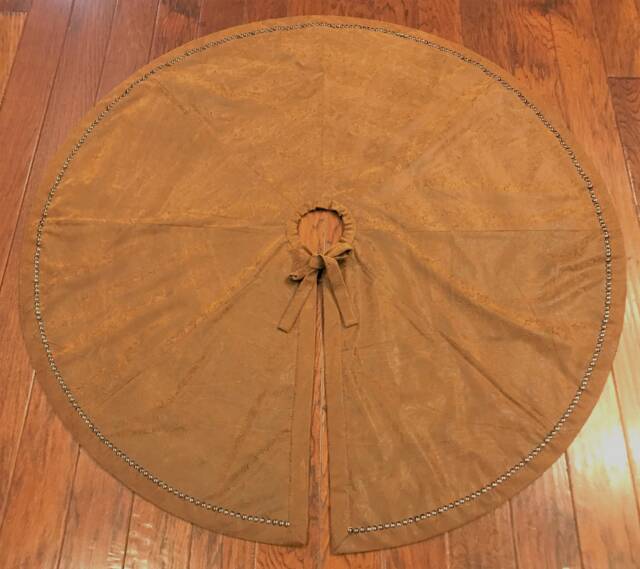 Handmade 54 Inch Tooled Faux Leather Christmas Tree Skirt, Western Rodeo Decor-Made in Usa - image 1