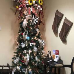 Handmade 54 Inch Tooled Faux Leather Christmas Tree Skirt, Western Rodeo Decor-Made in Usa - thumbnail 4