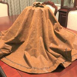 Handmade 54 Inch Tooled Faux Leather Christmas Tree Skirt, Western Rodeo Decor-Made in Usa - thumbnail 2
