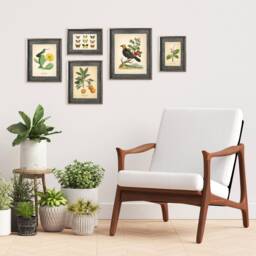 5 Vintage Botanical Prints Set Poster Flower Butterfly Sunflower Fern Leaf Rose Bird Nature Of Neutral Decor - thumbnail 3