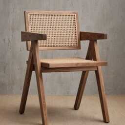 Dining Chair, Wood Rattan Accent For Living Room, Patio, Terrace, Bedroom & Lounge, Mid Century - thumbnail 3