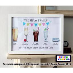 Family Drinks Fun Custom Portrait Framed Picture Print Handmade Gift For Husband Wife Friend Mum Dad Son Fathers Day Birthday - thumbnail 4
