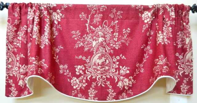 Country House Red By Wavery French Window Valance Lined Corded Scalloped Cotton Made To Order Custom Available - image 1
