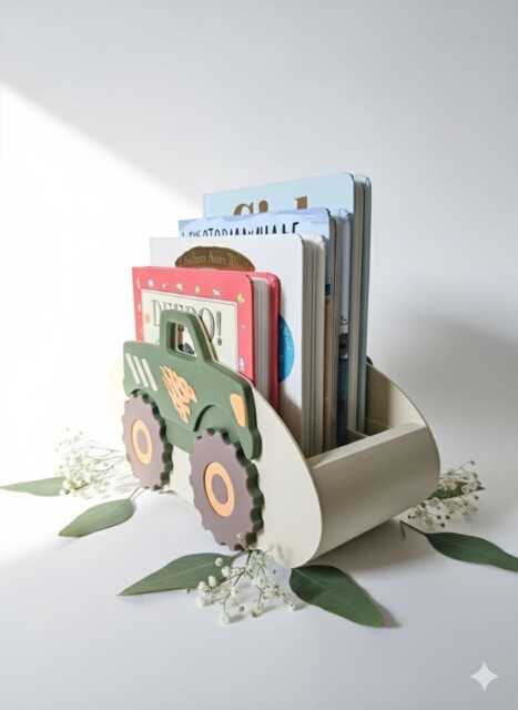Personalised Monster Truck Book Crate Nursery Organizer & Kids Bookshelf - image 1