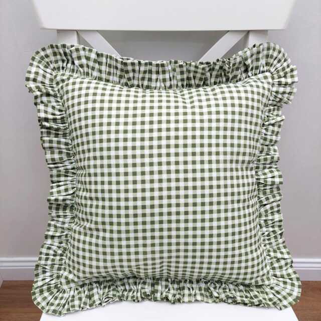 Bohemian Frill Linen Gingham Pillow Cover - Color Options With Edges Lulu - image 1