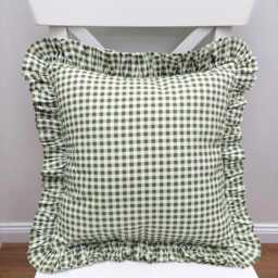 Bohemian Frill Linen Gingham Pillow Cover - Color Options With Edges Lulu - thumbnail 1