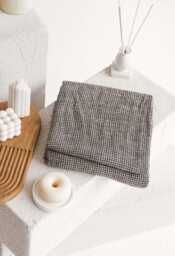 Large Black Waffle Linen Beach Towel. Lightweight, Quick Dry Oversized Sheet. Extra Large Picnic Blanket, Bath Towel Set