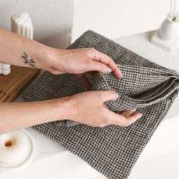 Large Black Waffle Linen Beach Towel. Lightweight, Quick Dry Oversized Sheet. Extra Large Picnic Blanket, Bath Towel Set - thumbnail 2