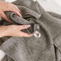 Large Black Waffle Linen Beach Towel. Lightweight, Quick Dry Oversized Sheet. Extra Large Picnic Blanket, Bath Towel Set - thumbnail 4