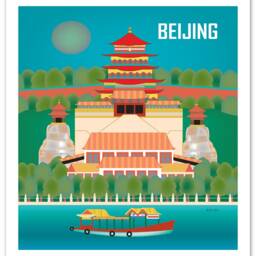 Beijing Skyline Art Print, China Vertical Poster, Wall Art, Bejing Map Print, Chinese Gift, Loose Petals Print - Style E8-O-Bei - thumbnail 3