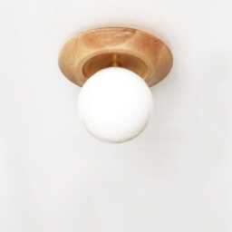 Maple Wood Wall Sconce With White Glass Globe, Vanity Light Fixture - thumbnail 3