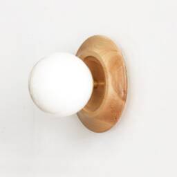 Maple Wood Wall Sconce With White Glass Globe, Vanity Light Fixture - thumbnail 2