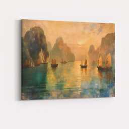 Golden Harbour Sailing Boats Coastal Seascape Canvas Wall Art Print Decor Picture Ready To Hang - thumbnail 4