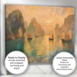 Golden Harbour Sailing Boats Coastal Seascape Canvas Wall Art Print Decor Picture Ready To Hang - thumbnail 3