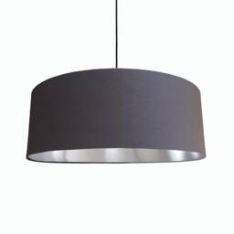 Extra Large Lamp Shade in Dark Grey Velvet With Silver Lining, Plain Ceiling Lightshade - thumbnail 1