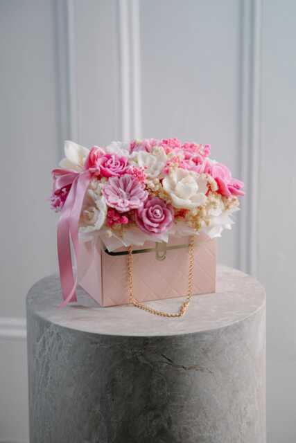 Pink Candle Flower Bag, Rose Bouquet - Gift For Her - image 1