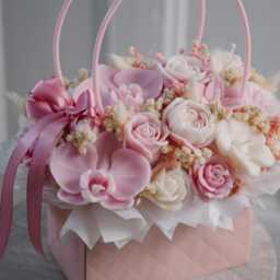 Pink Candle Flower Bag, Rose Bouquet - Gift For Her - thumbnail 4