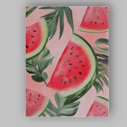 Tropical Watermelon Slice Botanical Repeat Pattern Canvas Wall Art Print Decor Picture Ready To Hang