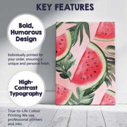 Tropical Watermelon Slice Botanical Repeat Pattern Canvas Wall Art Print Decor Picture Ready To Hang - thumbnail 2