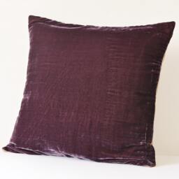 Dark Aubergine Velvet Pillow , Deep Cushion Cover Decor Purple Throw Housewares - thumbnail 3