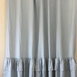 Duck Egg Blue Shower Curtain With 2-Tiered Mermaid Long Ruffles, The Glamour Of Mermaid Ruffles, Custom Size Linen - thumbnail 2