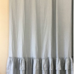 Duck Egg Blue Shower Curtain With 2-Tiered Mermaid Long Ruffles, The Glamour Of Mermaid Ruffles, Custom Size Linen - thumbnail 3