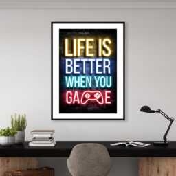 Life Is Better When You Game - Wall Print Art Abstract Colourful Gift Idea Printed Paint Poster A5 A4 A3 Framed Unframed - thumbnail 2