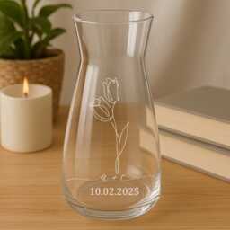 Personalised Engraved Glass Vase - Custom Date & Initials - Wedding, Anniversary, Engagement Gift Small Or Large - thumbnail 2