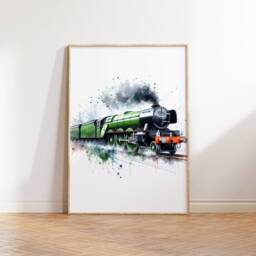Train Print Set - 3 Watercolour Posters - Boys Bedroom Artwork Locomotive Wall Art Prints Room Decor Steam Trains Pictures - thumbnail 3