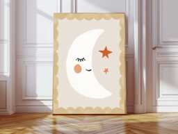 Moon Art Print, Cute Nursery Wall Art, Baby's Room, Kids Room Neutral For Children's Room, Luna Moon Nursery Print, Art - thumbnail 1