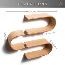 Floating Wall Mounted Shelf From Wood, Decorative Geometric Wooden Shelves, Unique Oak Hanging Display, Walnut Rack - thumbnail 3