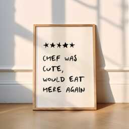 Funny Chef Review Print - 5 Colours Kitchen - Chef Was Cute Would Eat Here Again, Cocktail, Foodie, Food Lover, Cooking, Pantry, Baking - thumbnail 2