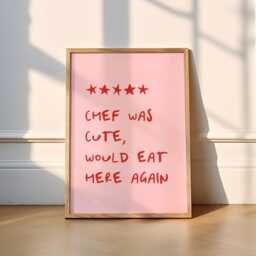Funny Chef Review Print - 5 Colours Kitchen - Chef Was Cute Would Eat Here Again, Cocktail, Foodie, Food Lover, Cooking, Pantry, Baking - thumbnail 3
