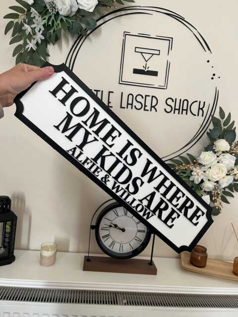 Home Is Where My Kids Are - Street Sign 3D Look Personalised Wall Mdf Decor Gift Upto 12 Names Laser Cut Home - image 1