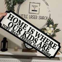 Home Is Where My Kids Are - Street Sign 3D Look Personalised Wall Mdf Decor Gift Upto 12 Names Laser Cut Home - thumbnail 2