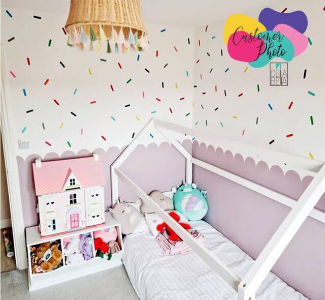 Rainbow Confetti Wall Stickers For Girls Nursery Playroom 220x Decal Donut Sprinkles Look Like Wallpaper - image 1