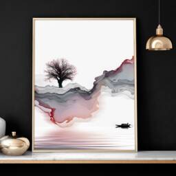Sunrise Trendy Watercolour Art Print, Living Room Home Decor, Boho Decor Bedroom Framed Wall Set X 3, Calming Poster, Relaxing Gift - thumbnail 2