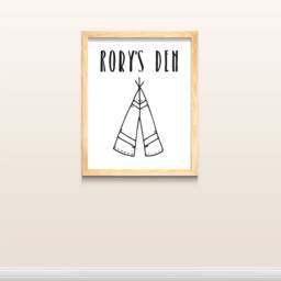 My Den Print, Playroom Wall Decor, Personalised Kids Bedroom Art, Teepee Baby Boy Girl Print - thumbnail 3
